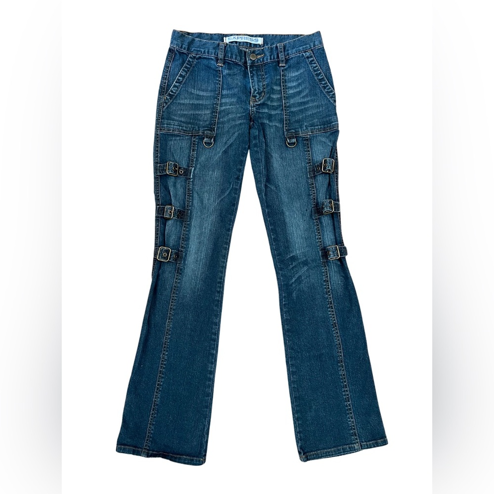 Retro Express Low Rise Bootcut Buckle Jeans Size 4 Y2K